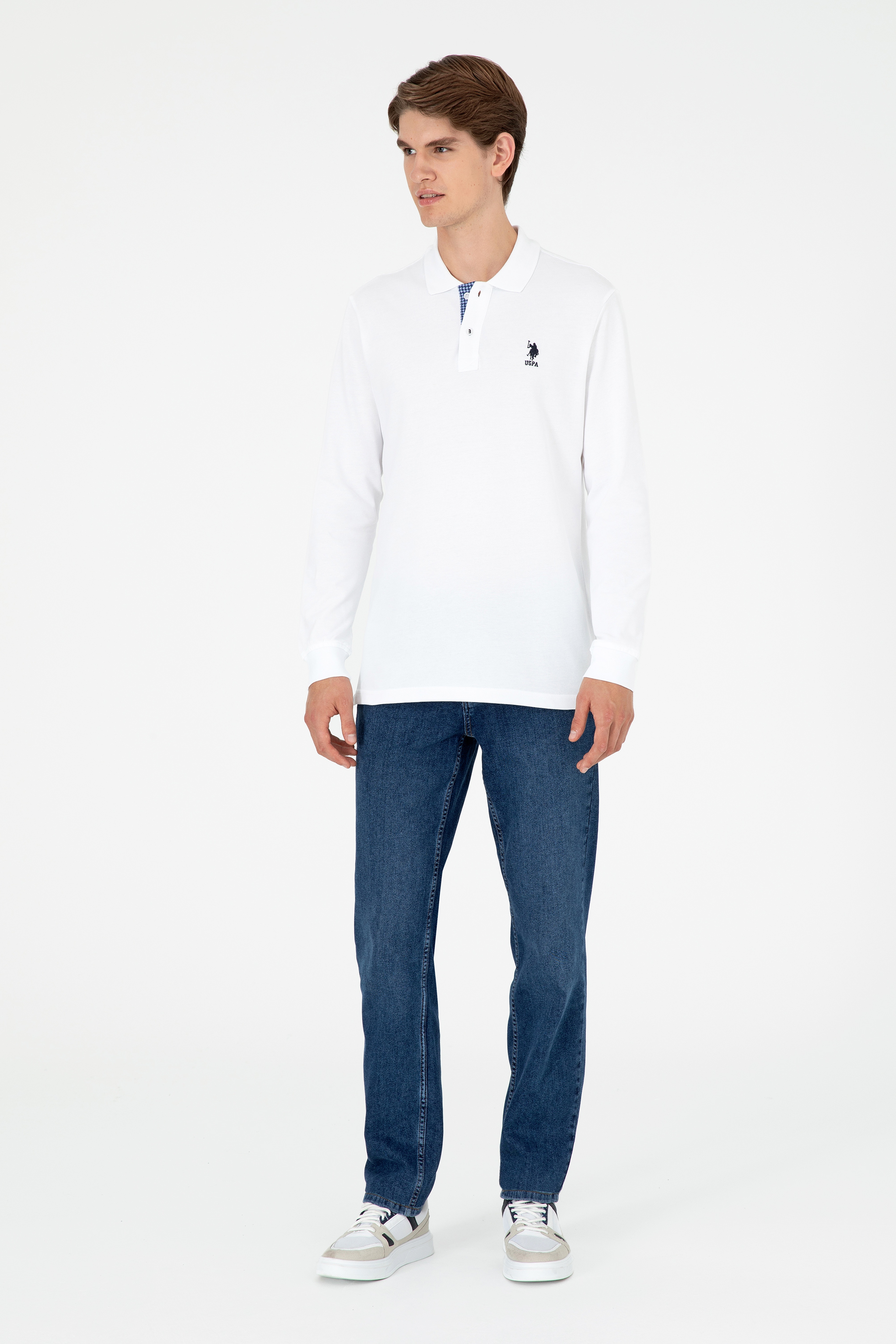 Erkek Beyaz Basic Sweatshirt - Image 4