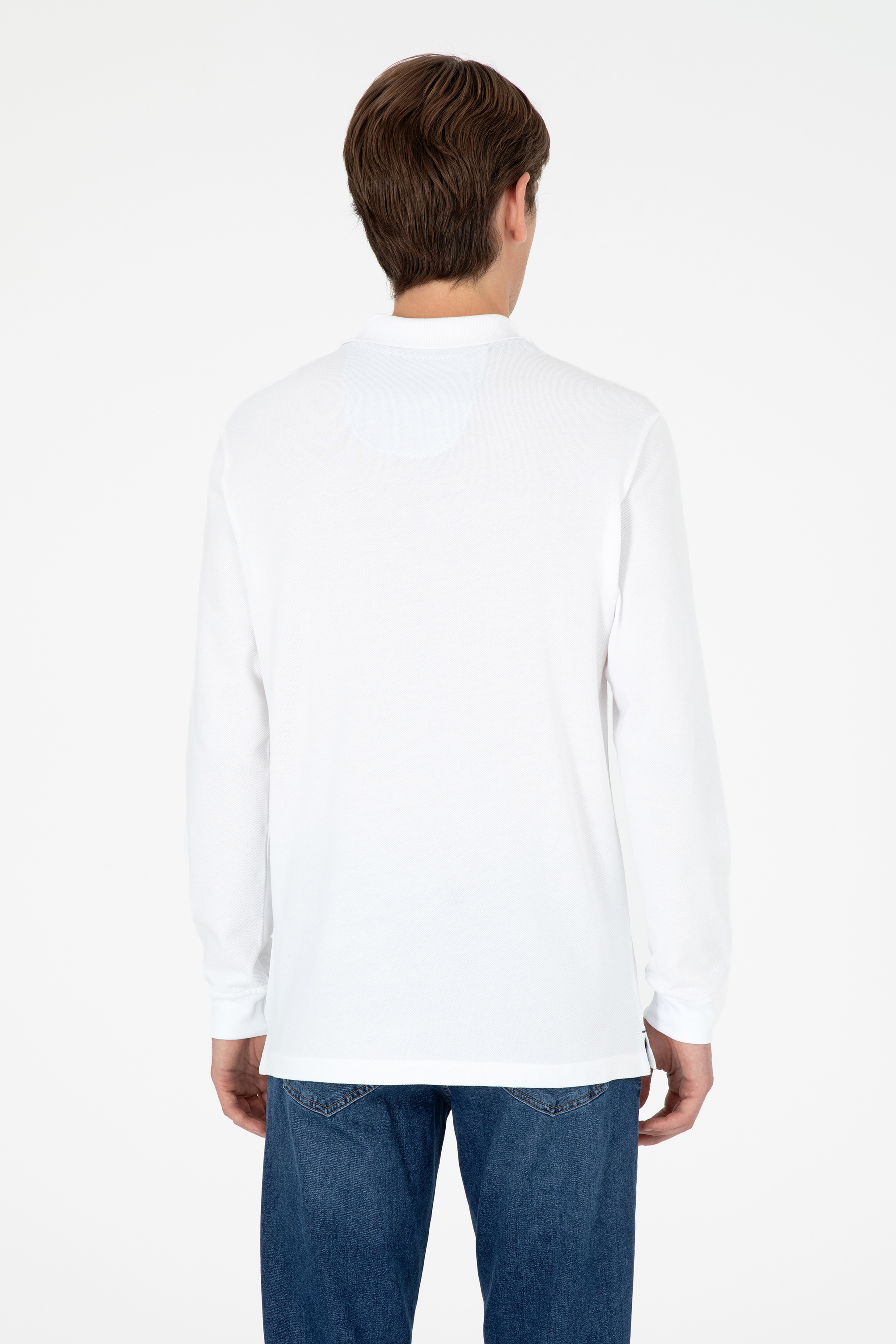 Erkek Beyaz Basic Sweatshirt - Image 5