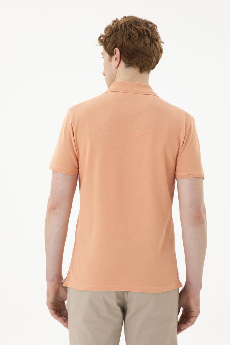 Erkek Slim Fit Polo Yaka Somon Basic Tişört - 50289344077