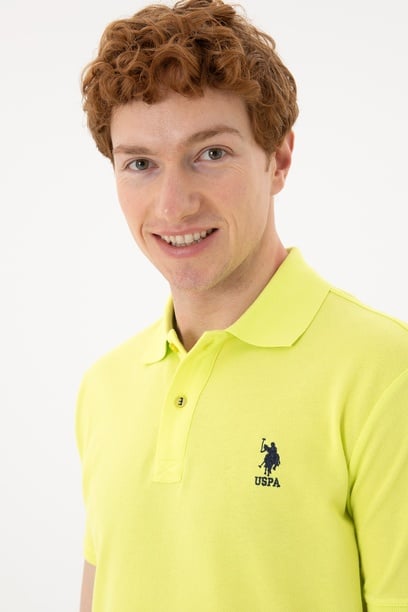 Erkek Slim Fit Polo Yaka Fıstık Yeşili Basic Tişört