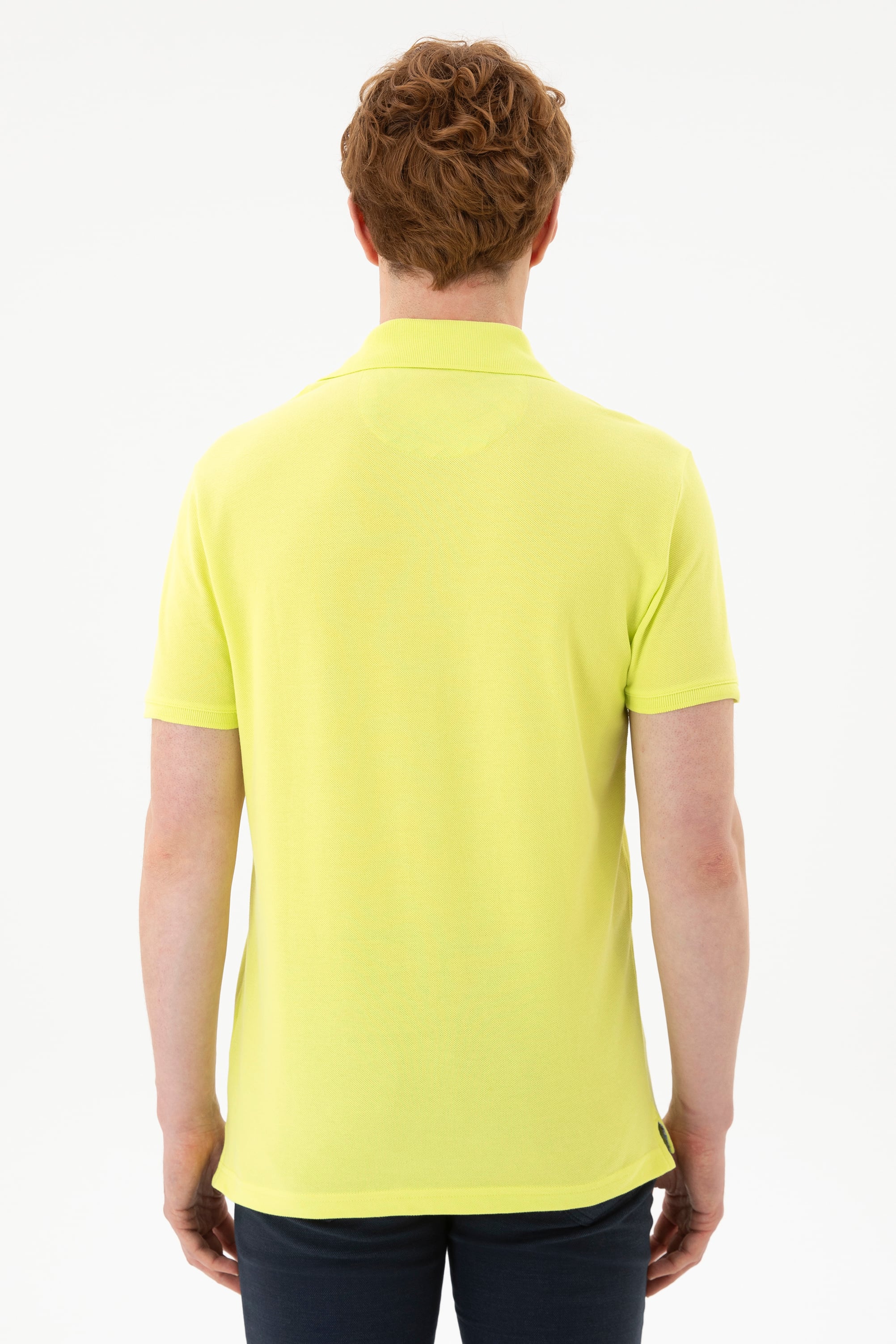 Erkek Slim Fit Polo Yaka Fıstık Yeşili Basic Tişört