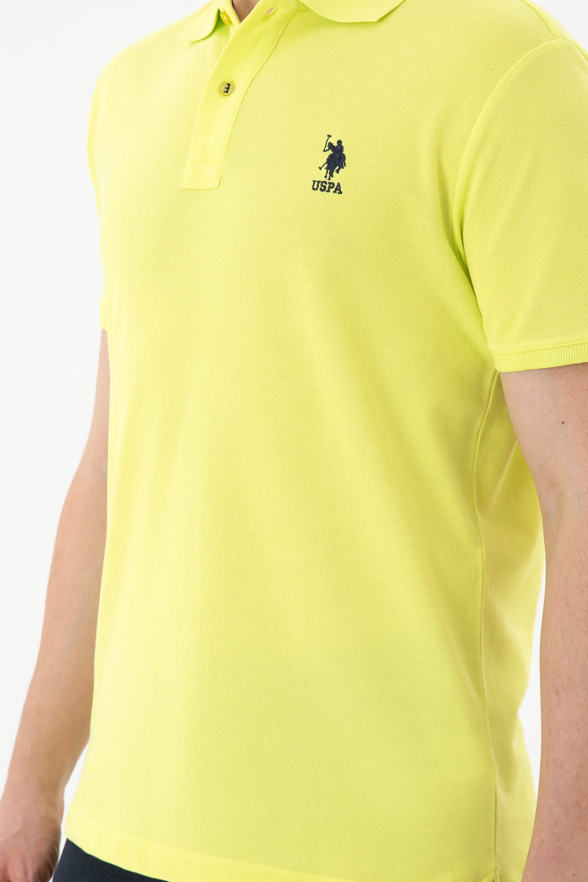 Erkek Slim Fit Polo Yaka Fıstık Yeşili Basic Tişört - Image 6