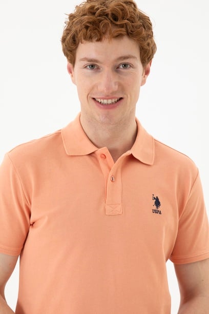 Erkek Slim Fit Polo Yaka Somon Basic Tişört