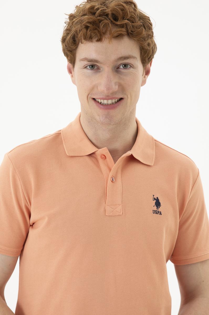Erkek Slim Fit Polo Yaka Somon Basic Tişört
