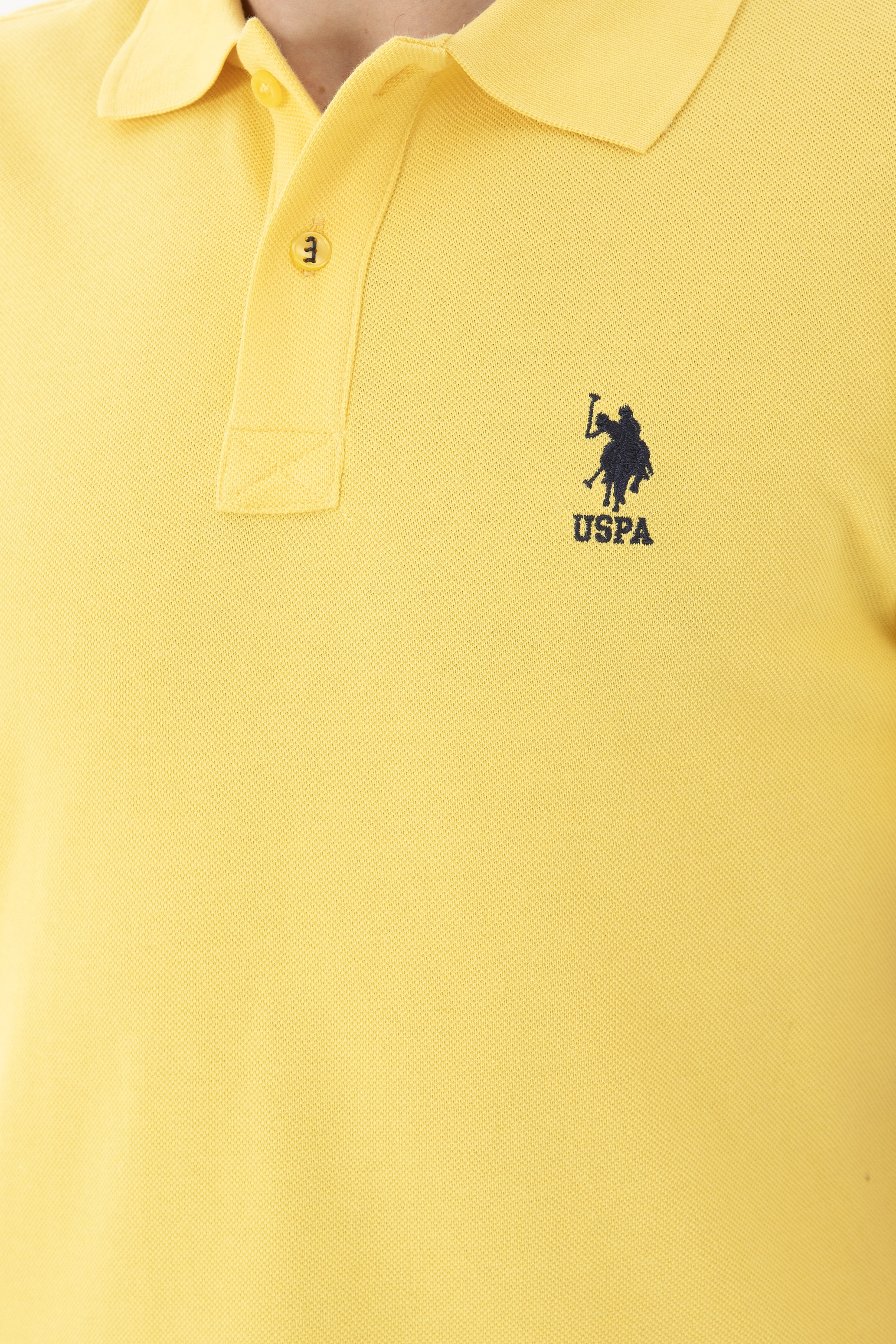 Erkek Slim Fit Polo Yaka Sarı Basic Tişört - Image 7