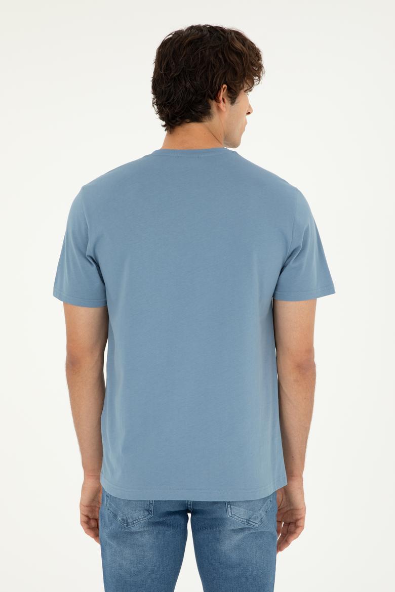 Erkek İndigo Basic Tişört - 50294224084