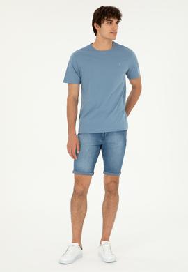 Erkek İndigo Basic Tişört - 50294224084