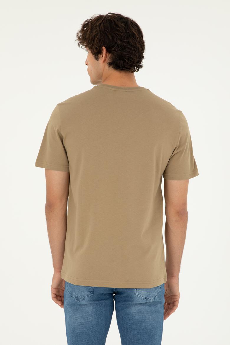 Erkek Haki Basic Tişört - 50294224074