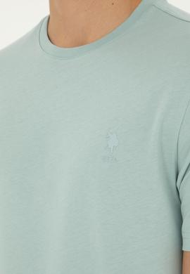 Erkek Regular Fit Bisiklet Yaka Su Yeşili Basic Tişört - 50294224101