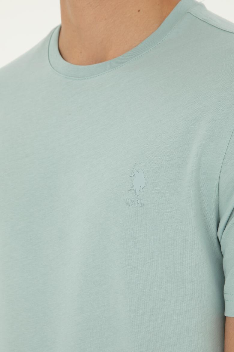 Erkek Regular Fit Bisiklet Yaka Su Yeşili Basic Tişört - 50294224101