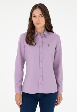 Kadın Lila Uzun Kollu Basic Gömlek - 50295704019