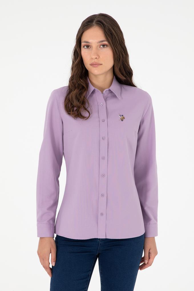 Kadın Lila Uzun Kollu Basic Gömlek