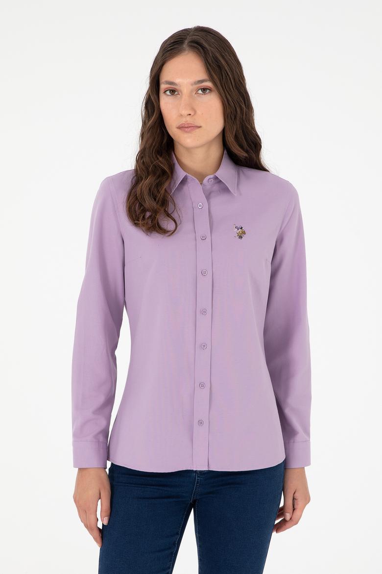 Kadın Lila Uzun Kollu Basic Gömlek