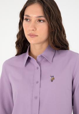 Kadın Lila Uzun Kollu Basic Gömlek - 50295704019