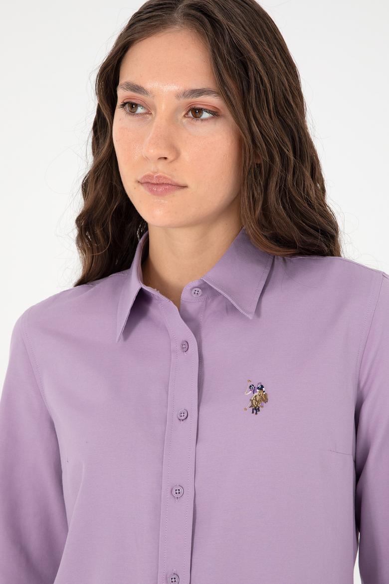 Kadın Lila Uzun Kollu Basic Gömlek - 50295704019