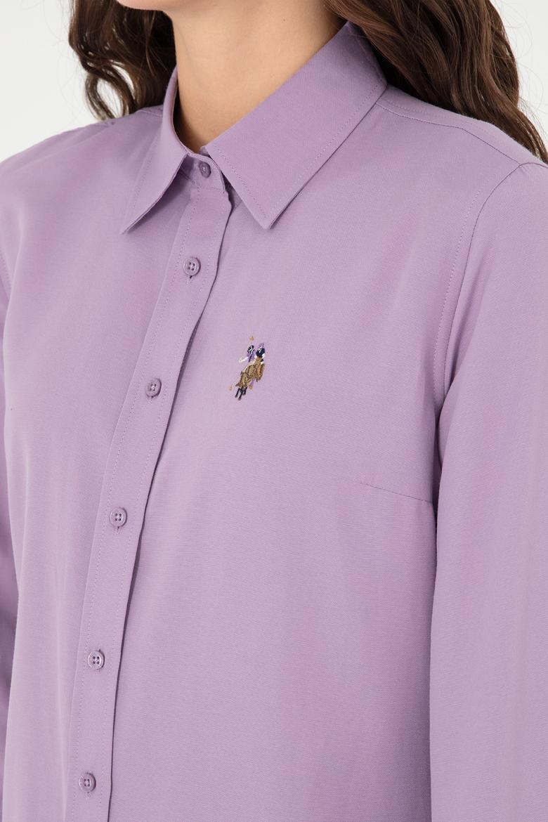 Kadın Lila Uzun Kollu Basic Gömlek - 50295704019
