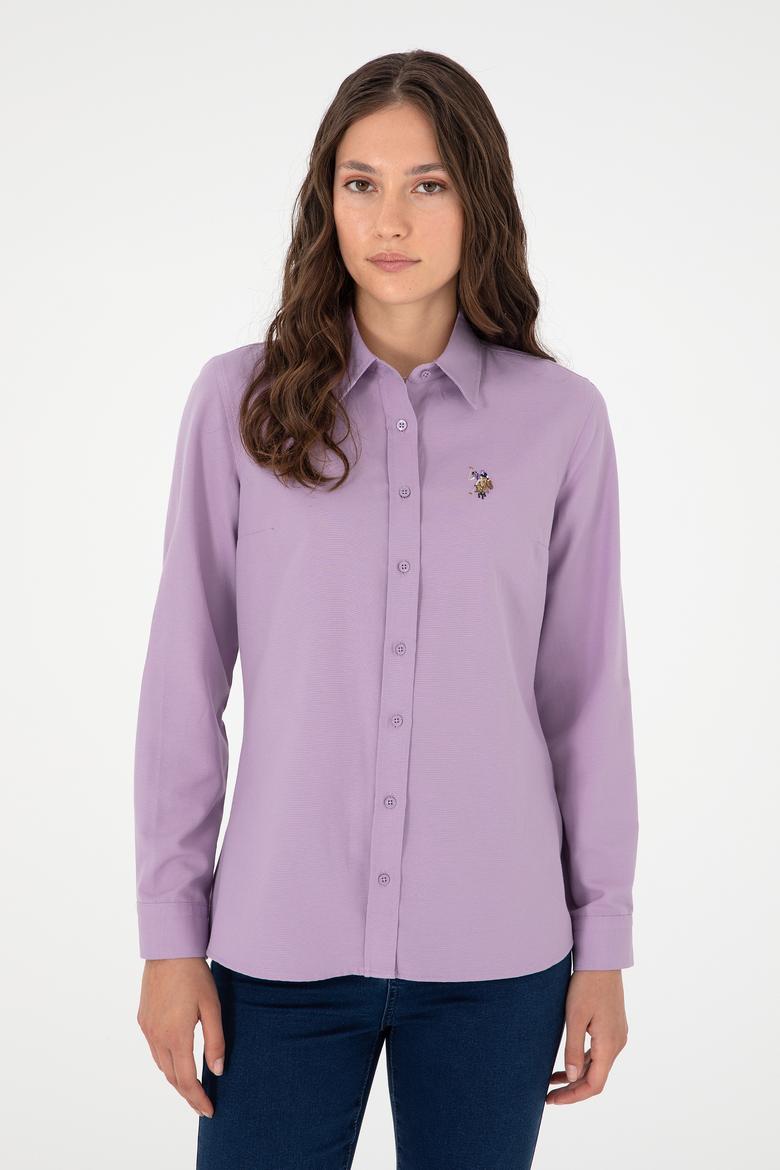 Kadın Lila Uzun Kollu Basic Gömlek - 50295704019