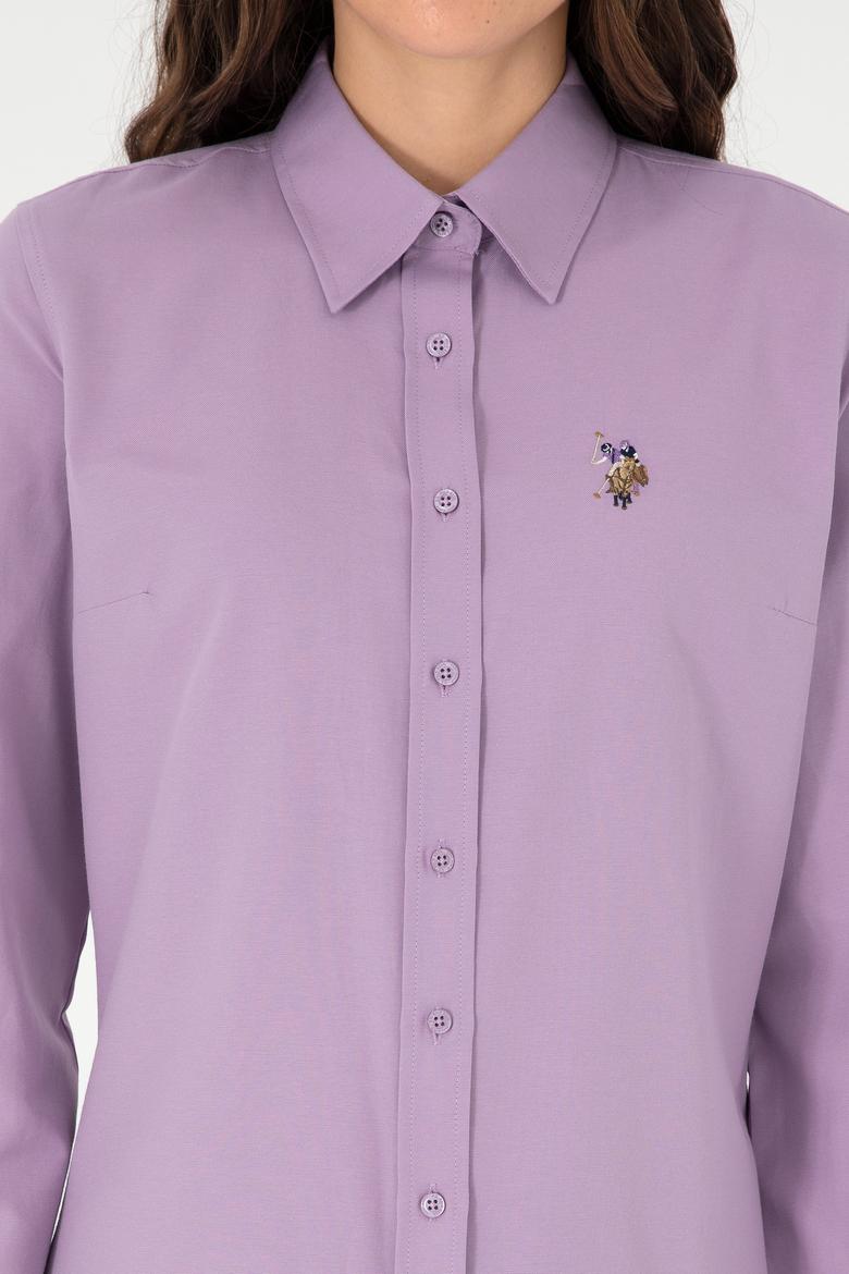Kadın Lila Uzun Kollu Basic Gömlek - 50295704019