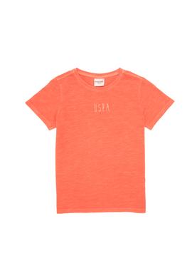 Erkek Çocuk Nar Çiçeği Bisiklet Yaka Tişört - 50279594020