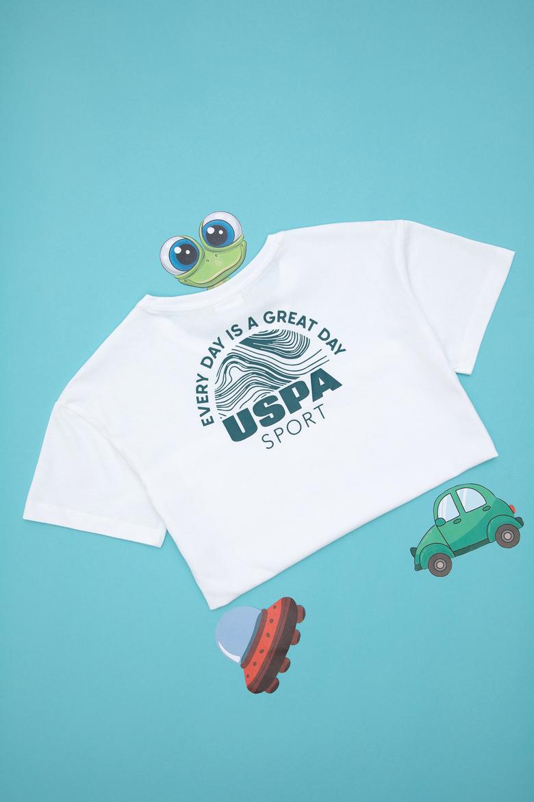 Erkek Çocuk Beyaz Bisiklet Yaka Tişört