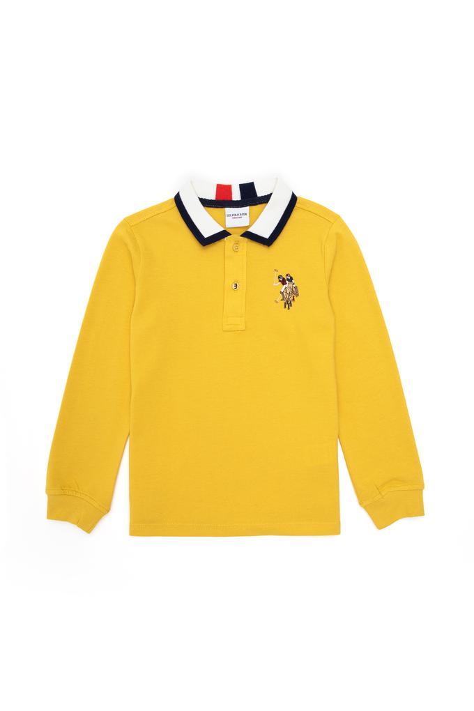 Erkek Çocuk Sarı Basic Polo Yaka Sweatshirt