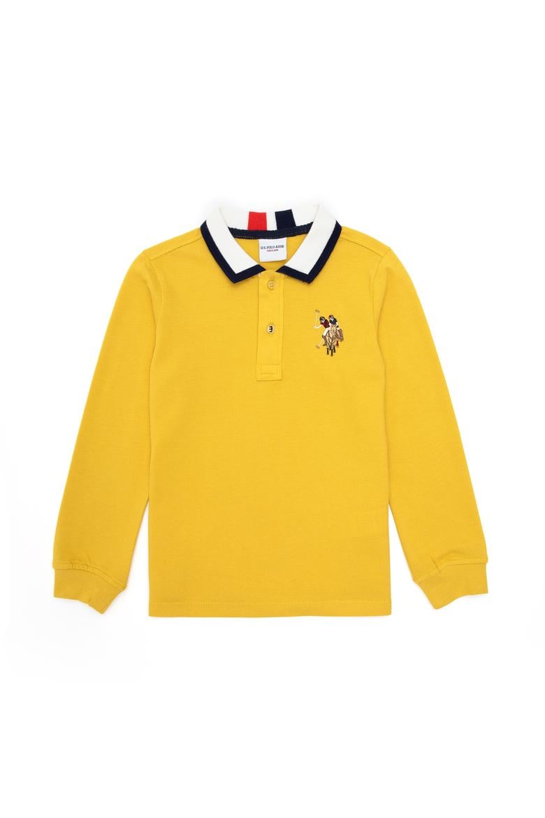 Erkek Çocuk Sarı Basic Polo Yaka Sweatshirt