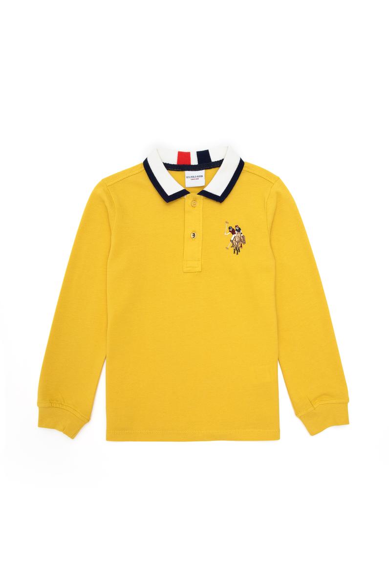 Erkek Çocuk Sarı Basic Polo Yaka Sweatshirt