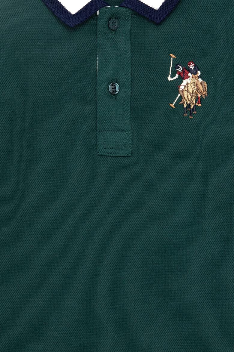 Erkek Çocuk Koyu Yeşil Basic Polo Yaka Sweatshirt - 50289140074