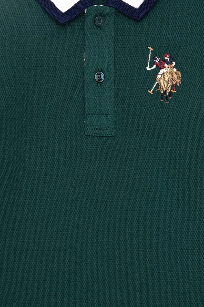 Erkek Çocuk Koyu Yeşil Basic Polo Yaka Sweatshirt