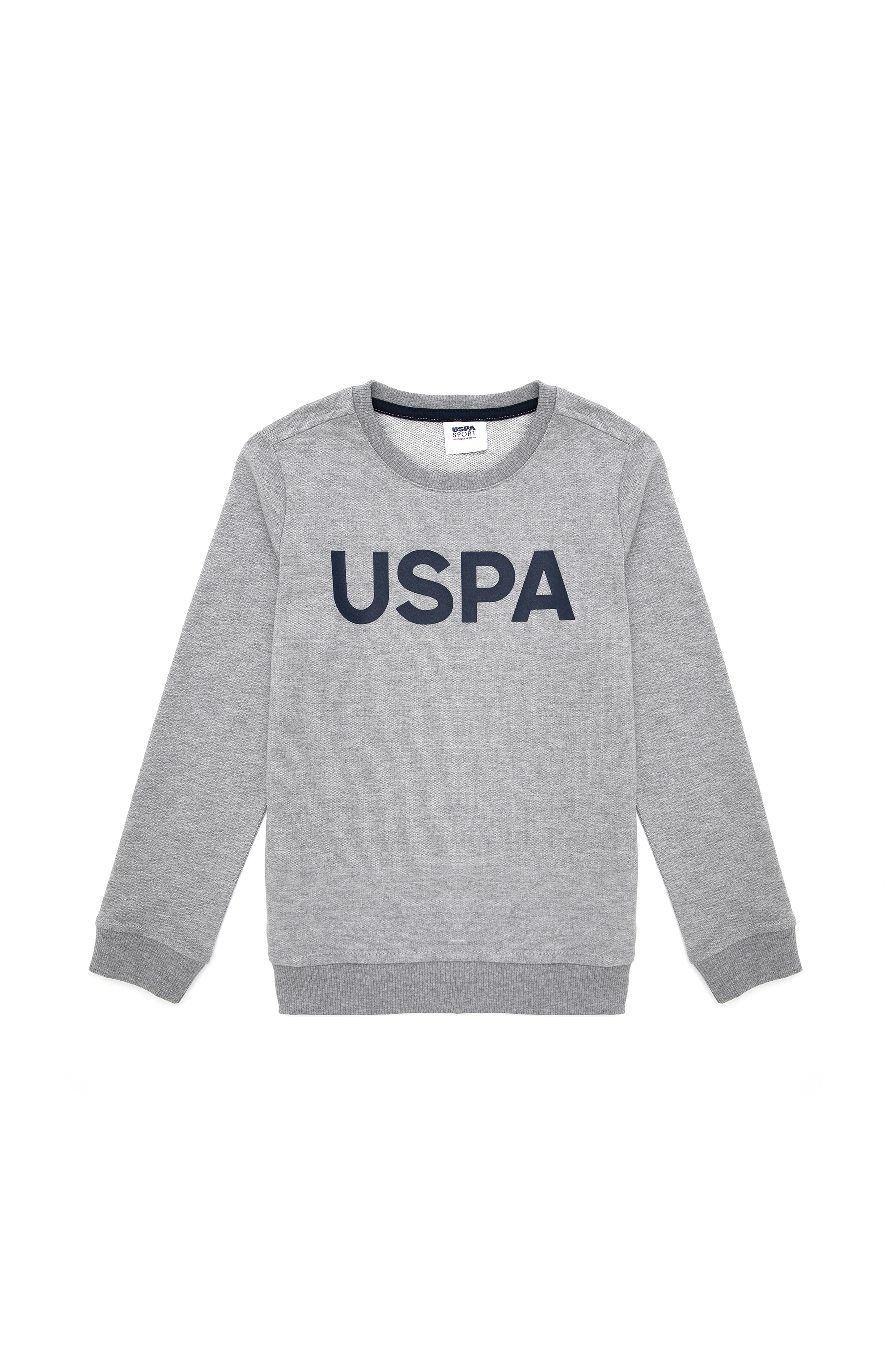 Erkek Çocuk Gri Melanj Bisiklet Yaka Sweatshirt - Image 1
