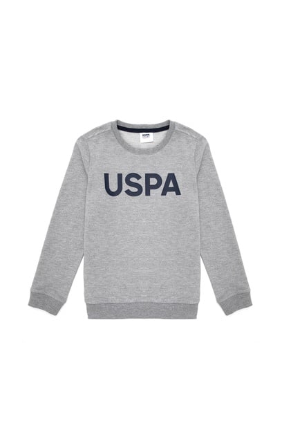 Erkek Çocuk Gri Melanj Bisiklet Yaka Sweatshirt
