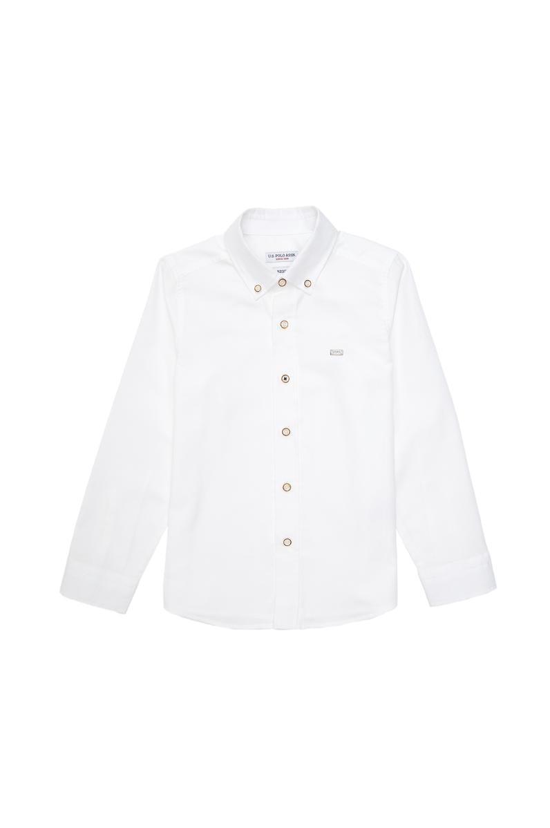 Erkek Çocuk Beyaz Uzun Kollu Basic Gömlek