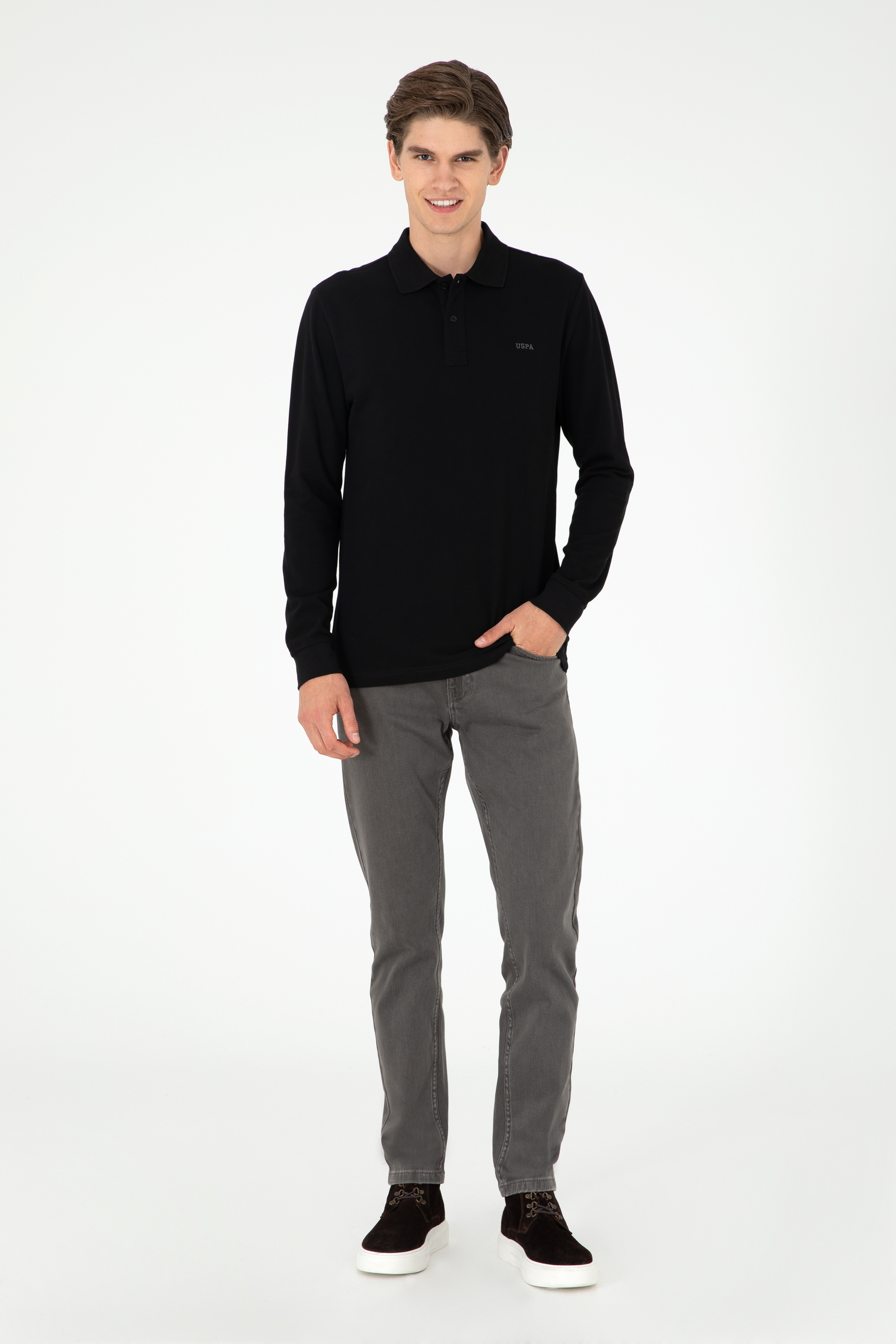 Erkek Siyah Basic Sweatshirt - Image 4