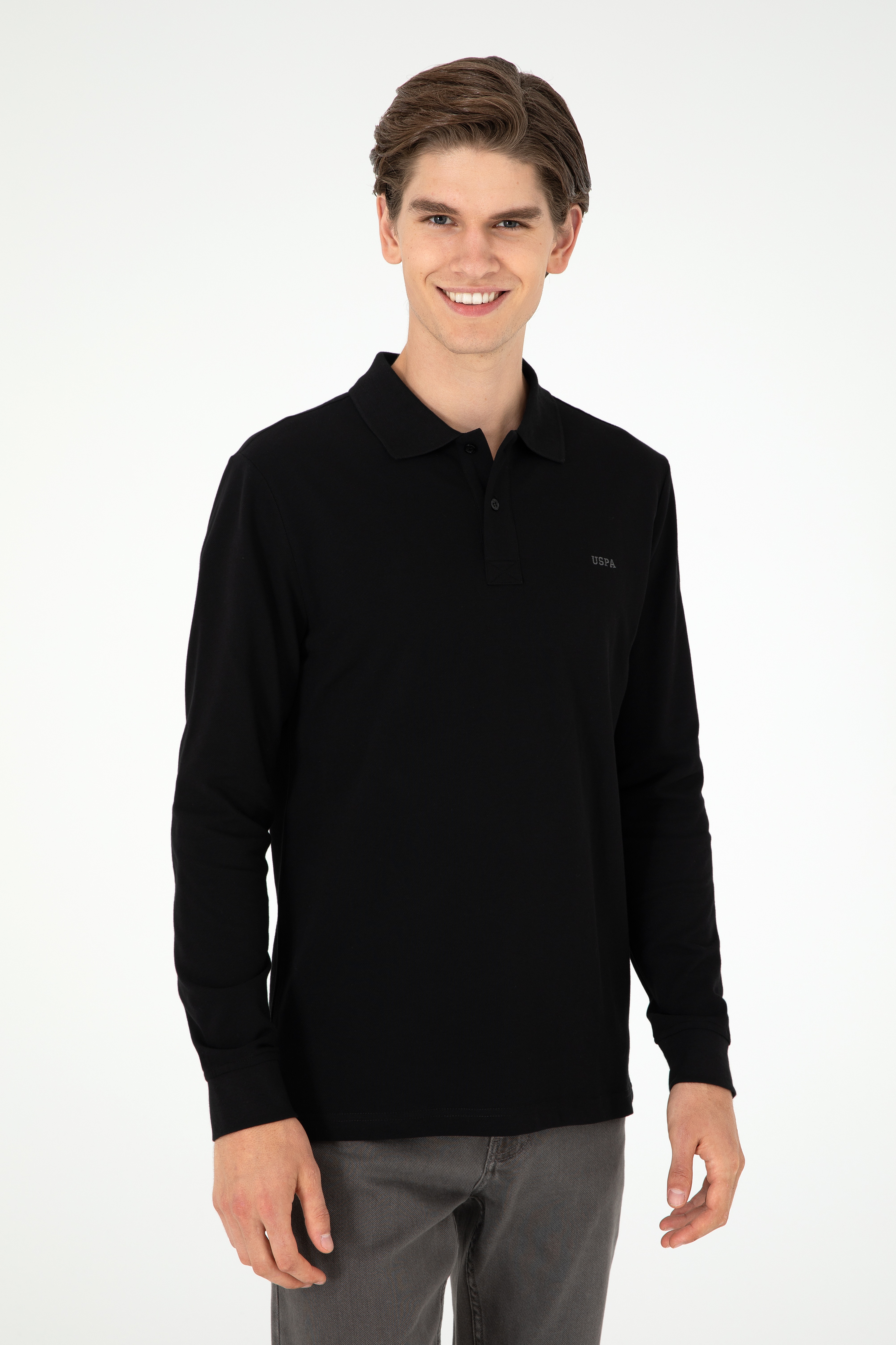 Erkek Siyah Basic Sweatshirt - Image 3