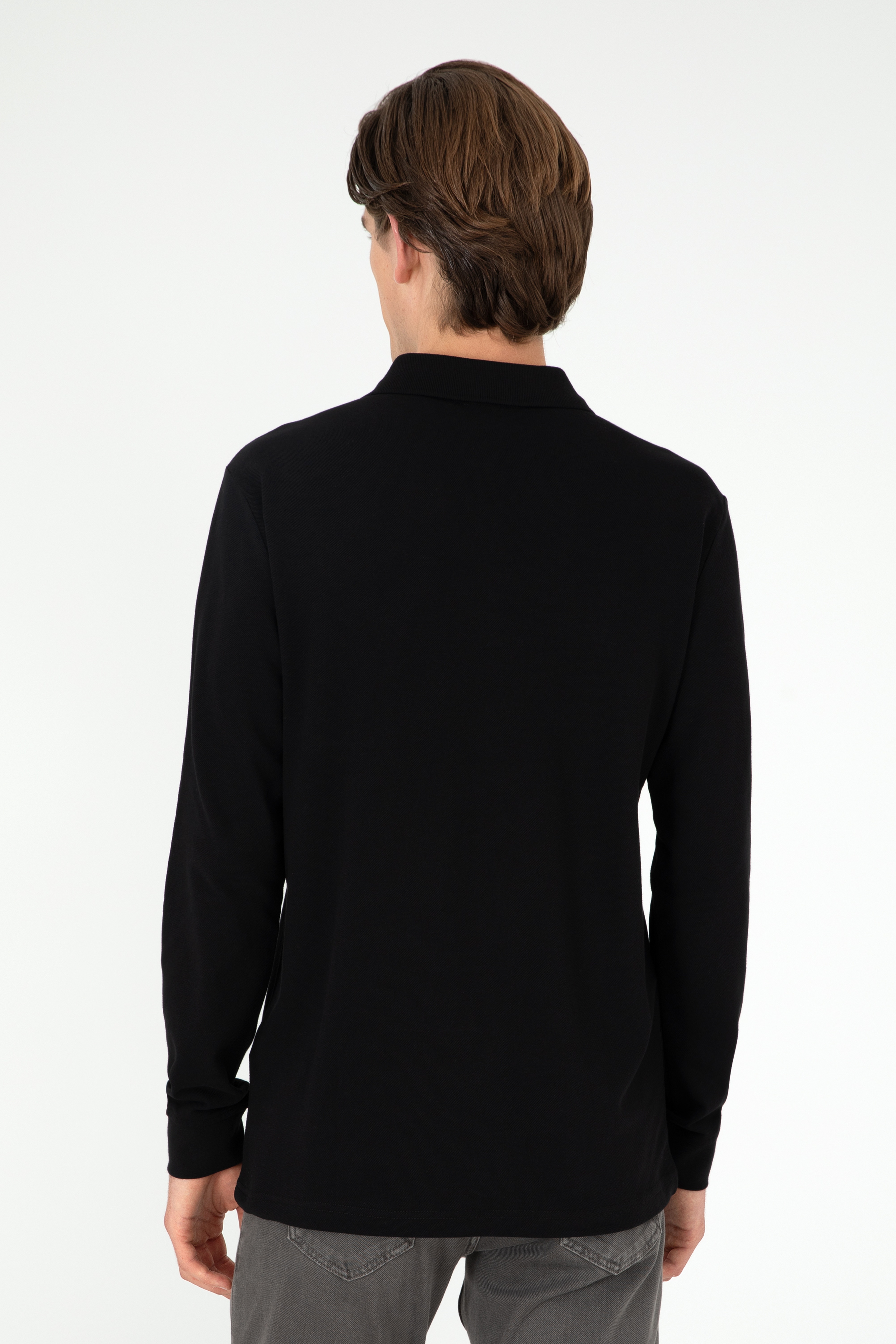 Erkek Siyah Basic Sweatshirt - Image 5