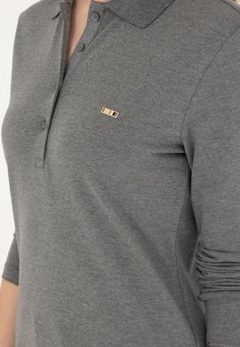 Kadın Antrasit Melanj Basic Polo Yaka Sweatshirt - 50296941048