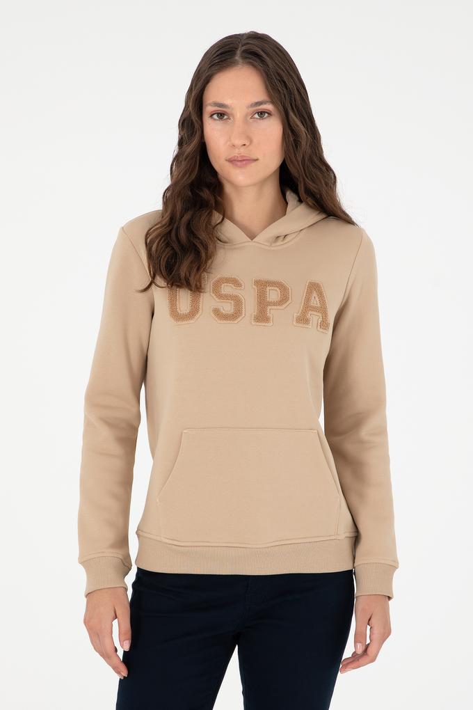 Kadın Kum Basic Kapüşonlu Sweatshirt