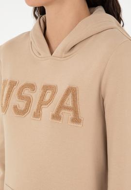 Kadın Kum Basic Kapüşonlu Sweatshirt - 50296931167