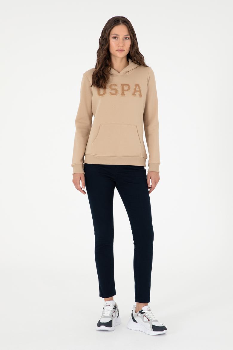 Kadın Kum Basic Kapüşonlu Sweatshirt - 50296931167