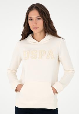 Kadın Krem Basic Kapüşonlu Sweatshirt - 50296931087