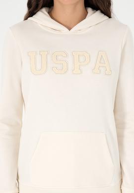 Kadın Krem Basic Kapüşonlu Sweatshirt - 50296931087