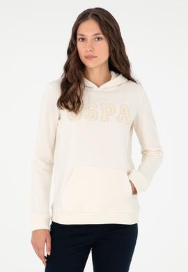 Kadın Krem Basic Kapüşonlu Sweatshirt - 50296931087