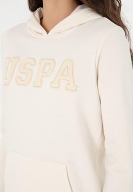 Kadın Krem Basic Kapüşonlu Sweatshirt - 50296931087