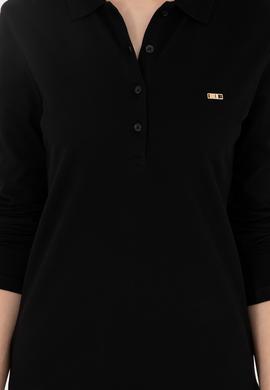 Kadın Siyah Basic Polo Yaka Sweatshirt - 50296941009