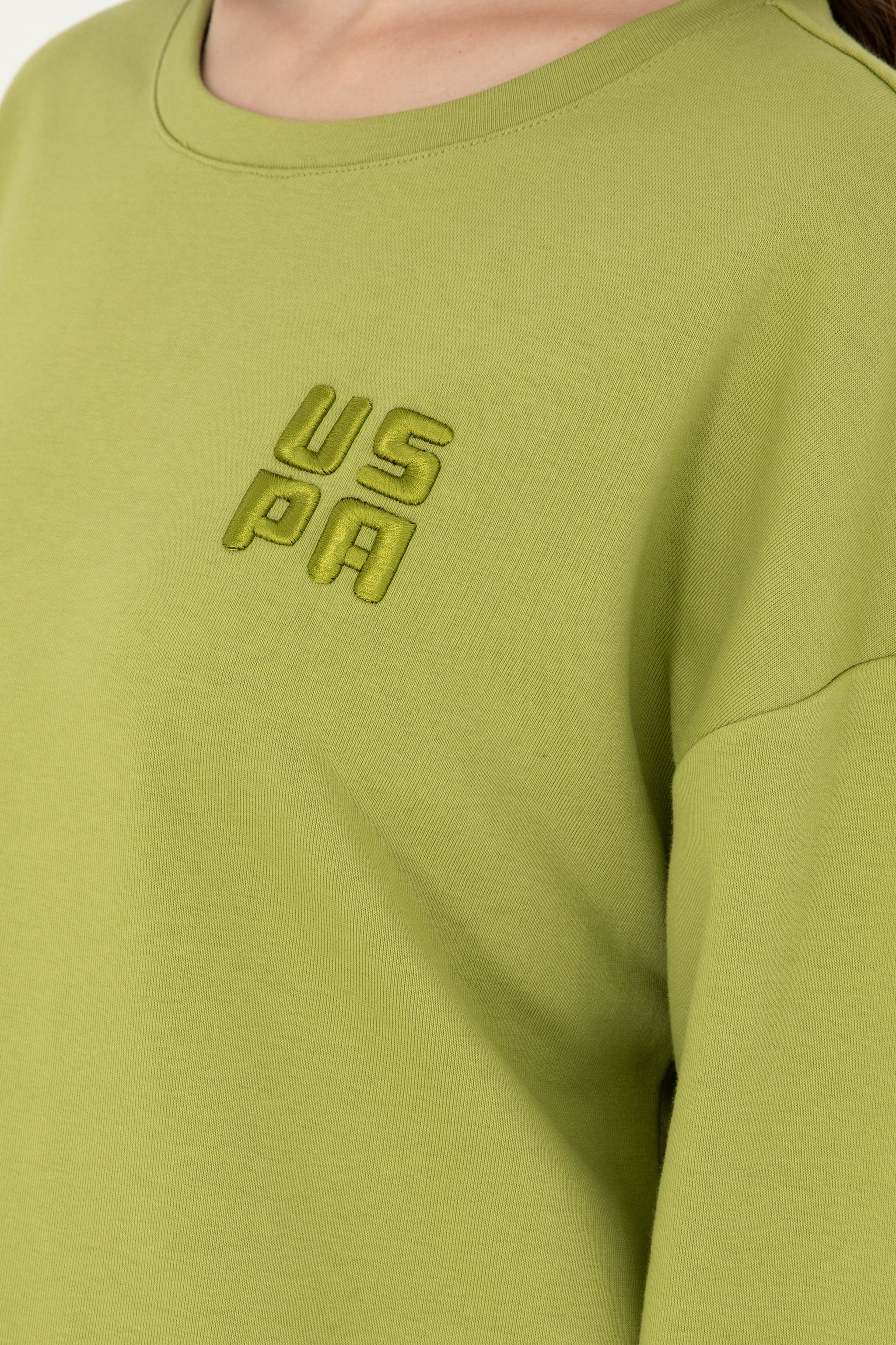 Kadın Fıstık Yeşili Basic Bisiklet Yaka Sweatshirt - Image 7