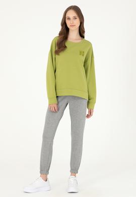 Kadın Fıstık Yeşili Basic Bisiklet Yaka Sweatshirt - 50296919023