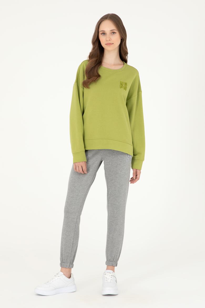 Kadın Fıstık Yeşili Basic Bisiklet Yaka Sweatshirt - 50296919023