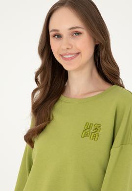 Kadın Fıstık Yeşili Basic Bisiklet Yaka Sweatshirt - 50296919023