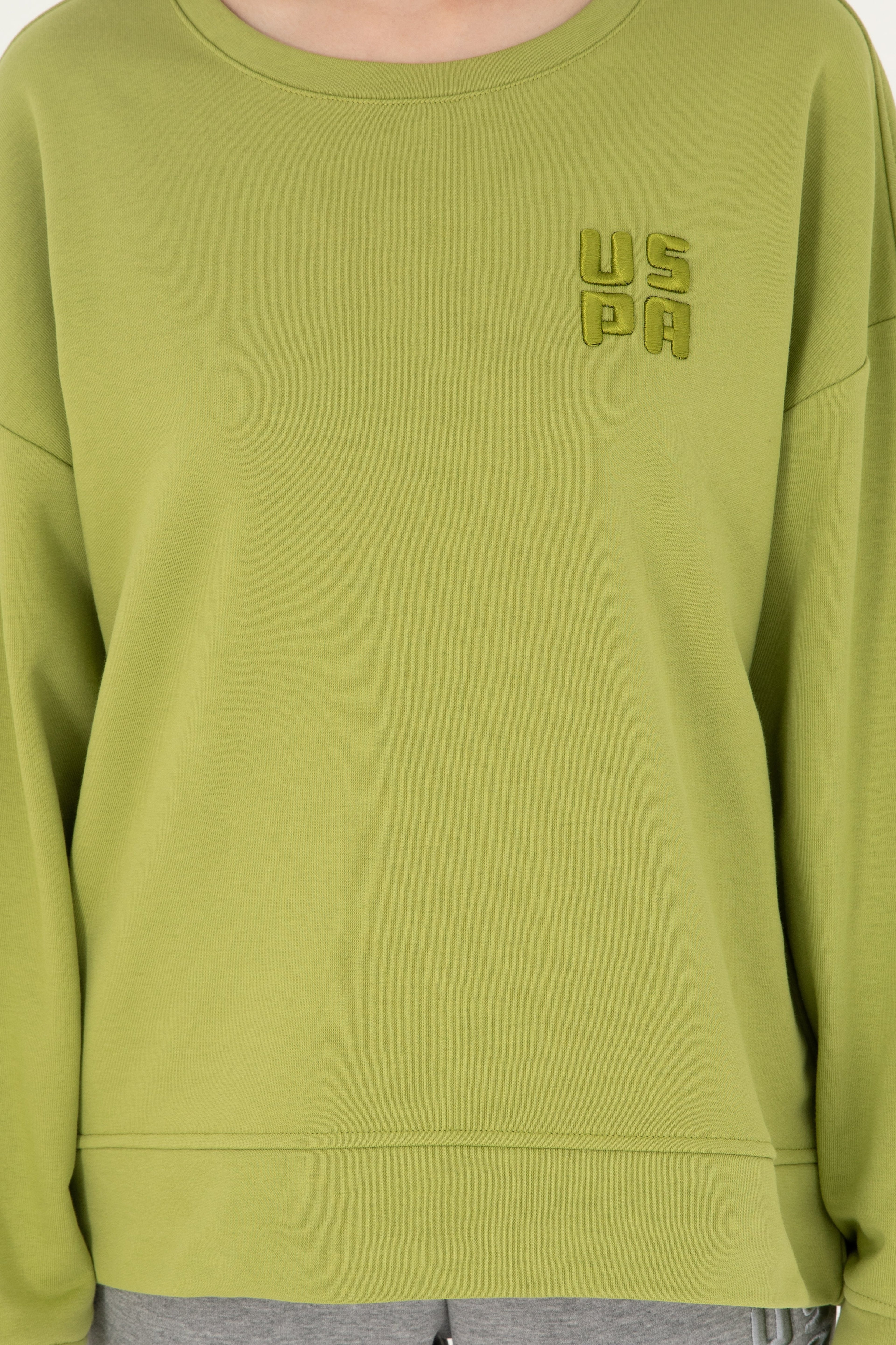 Kadın Fıstık Yeşili Basic Bisiklet Yaka Sweatshirt - Image 6