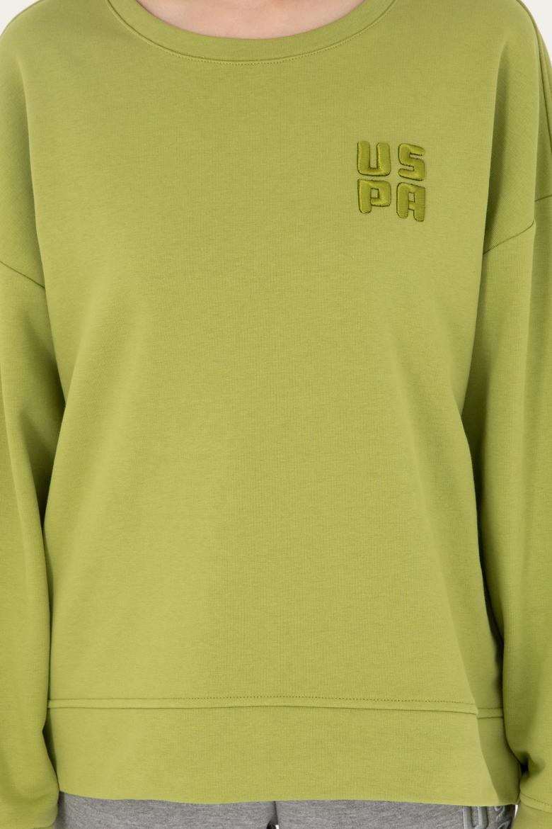 Kadın Fıstık Yeşili Basic Bisiklet Yaka Sweatshirt - 50296919023